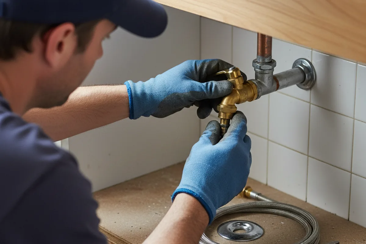 Shutoff valve and fitting work during Emergency Plumbing in Farmington